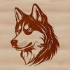 Vector Portrait of a Dog's Head A vector illustration of a Siberian Husky's head, suitable for digital design projects.