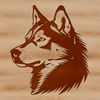 Fierce Siberian Husky Portrait A stylized illustration of a Siberian Husky's head with bold lines and simple shapes.