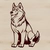 A sitting Siberian Husky dog in a neutral background, suitable for digital artwork.