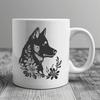 Siberian Husky Face Illustration An image of a Siberian Husky's head with detailed facial features.