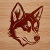 Vibrant Husky Portrait for Digital Crafting A Siberian Husky's head is depicted in this vector illustration, ideal for clipping and cutting with machines like Cricut.