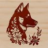 A realistic illustration of a Siberian Husky's head, suitable for graphic design projects.