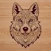 SVG illustration of a Husky's head with ornate details, suitable for graphic design projects.
