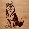 Adorable Husky Breed Dog Silhouette A depiction of a Siberian Husky breed dog sitting on its haunches.