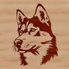 Free Vector Dog Silhouette Design A detailed illustration of a Siberian Husky's head, suitable for vector graphics.