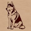 Vector Dog Breed Graphic Design A digital illustration of a sitting Siberian Husky dog breed, suitable for various design projects.