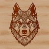 Husky Dog Face Design An ornate vector graphic design of a dog's face featuring a husky breed.