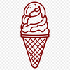 Delicious Dessert Waffle Cone Illustration A vector graphic representation of a single serving of creamy dessert in a waffle cone.