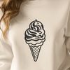 Colorful Cone Dessert Illustration A colorful illustration of a cone-shaped dessert with scoops of creamy texture.