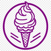 A vector graphic design featuring a single serving of creamy dessert in a paper cup.