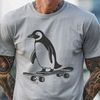 Penguin Skateboarder Illustration A stylized illustration of a penguin on a skateboard, suitable for vector art projects.