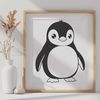 Cute Penguin Clip Art A black and white penguin standing on ice, used as vector clip art.