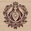 Floral Icon of the Immaculate Heart Religious icon featuring a stylized floral representation of the Immaculate Heart.