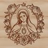 Floral Pattern in the Shape of an Immaculate Heart Religious iconography featuring a stylized floral design in the shape of an immaculate heart.