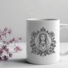Beautiful Sacred Symbol Design Immaculate heart design with floral patterns and sacred symbols.