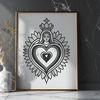 Beautiful Religious Icon Clip Art A detailed, vector illustration of the Immaculate Heart, suitable for digital art and craft projects.