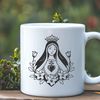 A vector illustration of a floral-patterned Immaculate Heart symbol, suitable for various design applications.