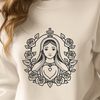Sacred Heart Floral Design A stylized floral design featuring a sacred heart symbol, suitable for religious art and decorative purposes.