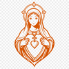 Iconic representation of the Immaculate Heart, suitable for vector art and cutting machine designs.