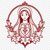 Religious symbol of an Immaculate Heart with floral accents in a vector design format.