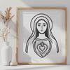 A high-quality vector illustration of the Immaculate Heart, a traditional Catholic symbol.