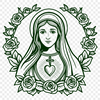 Sacred Heart Illustration with Floral Accents A stylized illustration of the Sacred Heart surrounded by floral elements.