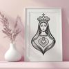Immaculate Heart Symbol Clip Art Illustrative representation of the Immaculate Heart symbol, suitable for vector design and digital cutting applications.