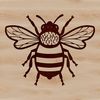 A detailed illustration of a single honey bee with intricate details.