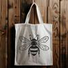 A detailed illustration of a busy bee hovering near a flower.