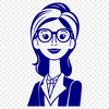 Teacher Clip Art SVG Design A female teacher standing at the front of a classroom, with a friendly expression on her face.