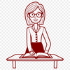 A silhouette outline illustration of a professional woman educator in her teaching role.