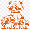 A cartoon racoon with a mischievous expression.