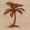 Sandy Beach Palm Tree Illustration A single stem palm tree standing in a sandy beach environment.