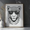 Cool Cat in Shades A stylized illustration of a jaguar wearing trendy sunglasses.