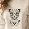 Stylized Jaguar in Eyeglasses Vector Art A stylized illustration of a jaguar wearing glasses, designed as a vector graphic.