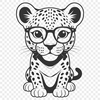 Stylized Vector Big Cat Illustration An illustration of a big cat wearing glasses, depicted in a stylized vector format.