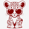 A cartoon-style jaguar illustration wearing sunglasses in bold lines and bright colors.
