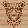 Cute Feline in Spectacles A vector illustration of a jaguar wearing glasses in a humorous and whimsical style.