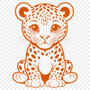Majestic Spotted Cat Silhouette A large, spotted feline animal with a distinctive black spot pattern.
