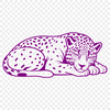 A large, spotted jaguar lies sleeping in the grass, with its face partially hidden by foliage.