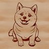 Cute Shiba Inu Clip Art Design A vector illustration of a sitting Shiba Inu dog breed.