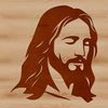 A digital rendering of the head of Jesus in a traditional Christian style.