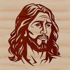 Simple Jesus Silhouette A religious illustration of the head of Jesus Christ in a simple design style.