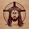 Free Religious SVG Head Illustration A detailed illustration of the head of Jesus in a traditional religious style.