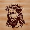 A portrait illustration of Jesus Christ with a calm expression.
