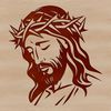 A digital illustration of Jesus Christ's head in a simple, iconic style.