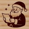 Illustrative rendering of a jolly Santa Claus figure in bold lines and shapes.