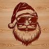 Relaxed Santa in Sunglasses Illustration A illustration of Santa Claus wearing sunglasses with his head turned to the side.