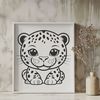 Exotic Big Cat Portrait A large cat with spots and a distinctive black rosette-shaped marking on its forehead.