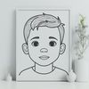 Boy Silhouette Vector Art A digital illustration of a young boy with facial features and clothing.